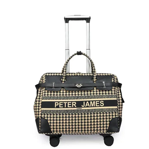 Peter James London Designer-Inspired Ladies' Cabin Luggage with Trolley Holder