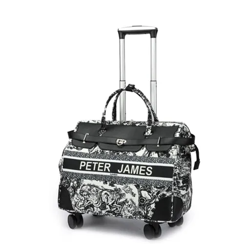 Peter James London Designer-Inspired Ladies' Cabin Luggage with Trolley Holder
