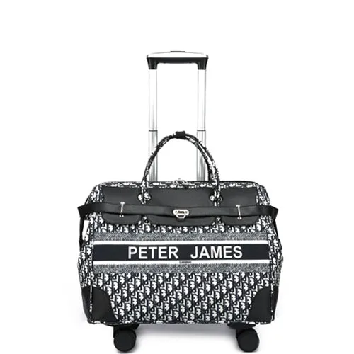 Peter James London Designer-Inspired Ladies' Cabin Luggage with Trolley Holder