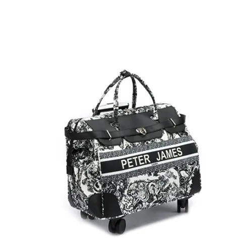 Peter James London Designer-Inspired Ladies' Cabin Luggage with Trolley Holder