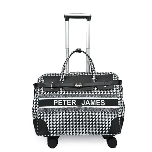 Peter James London Designer-Inspired Ladies' Cabin Luggage with Trolley Holder