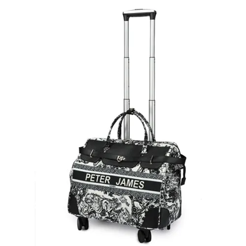 Peter James London Designer-Inspired Ladies' Cabin Luggage with Trolley Holder