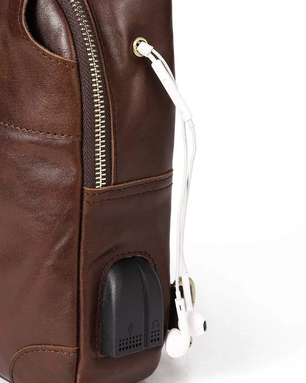 Rossie Viren Men Outdoor Shoulder Chest Bag Travel Daypack with USB Charging Port