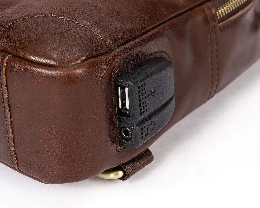 Rossie Viren Men Outdoor Shoulder Chest Bag Travel Daypack with USB Charging Port