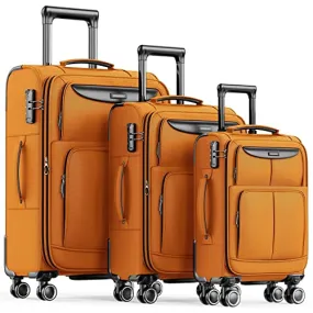 SHOWKOO Luggage Sets 3 Piece Softside Expandable Lightweight - Orange