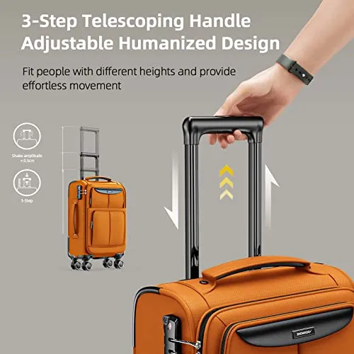 SHOWKOO Luggage Sets 3 Piece Softside Expandable Lightweight - Orange