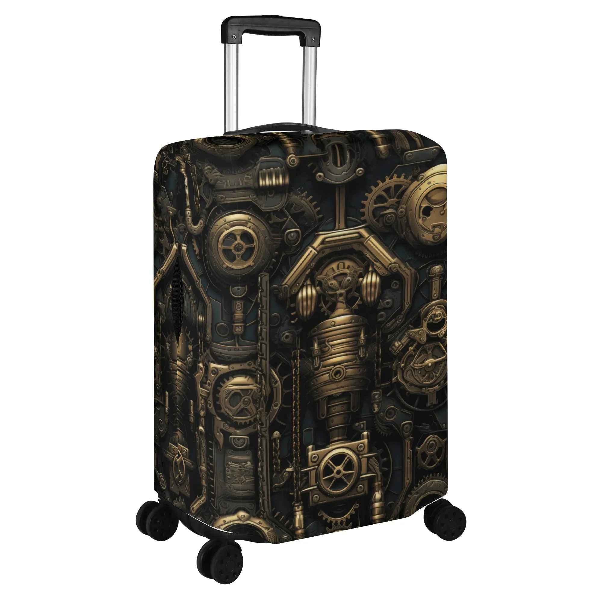 Steampunk Gold Gears and Mechanical Elements  - Luggage Protector and Cover 3 Sizes