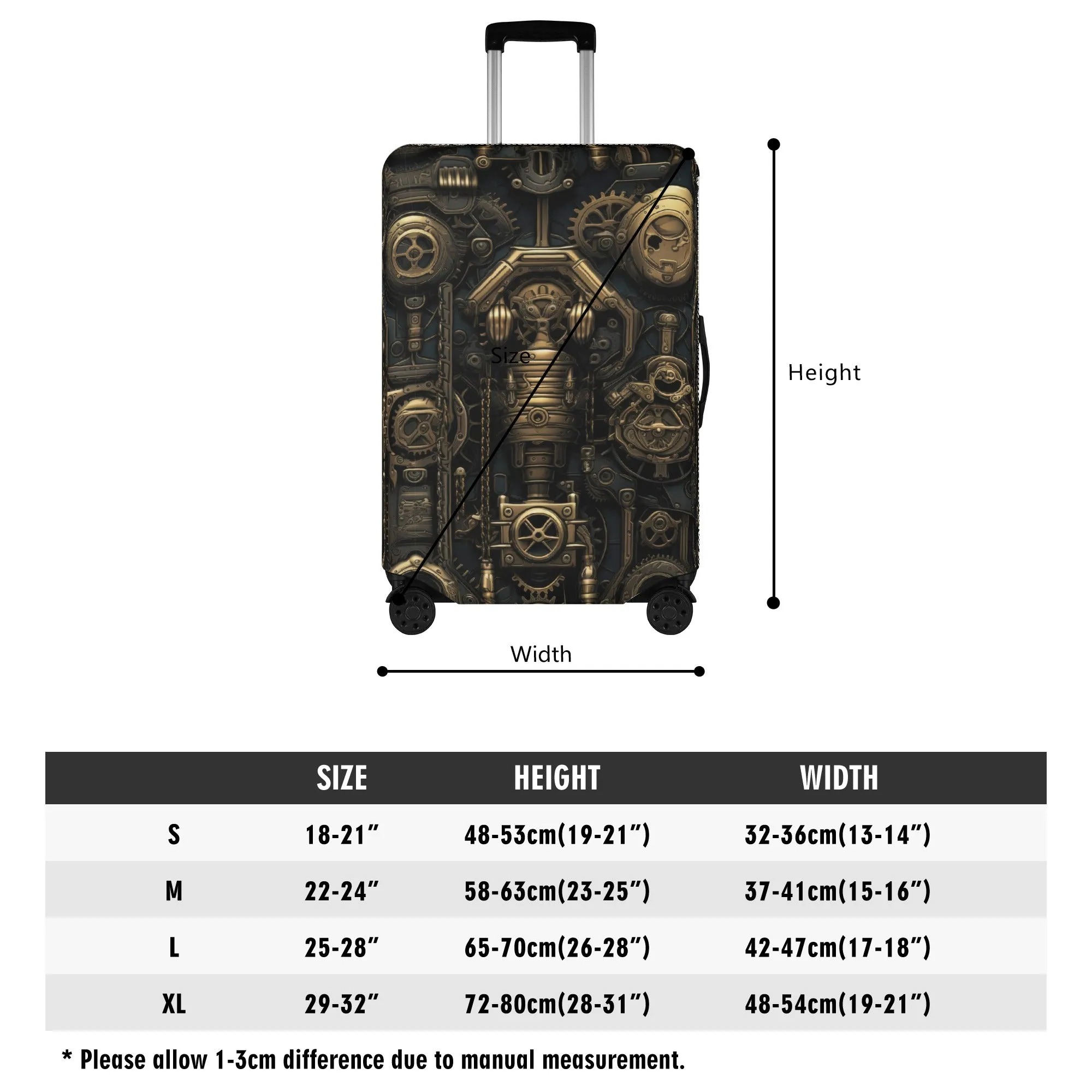 Steampunk Gold Gears and Mechanical Elements  - Luggage Protector and Cover 3 Sizes