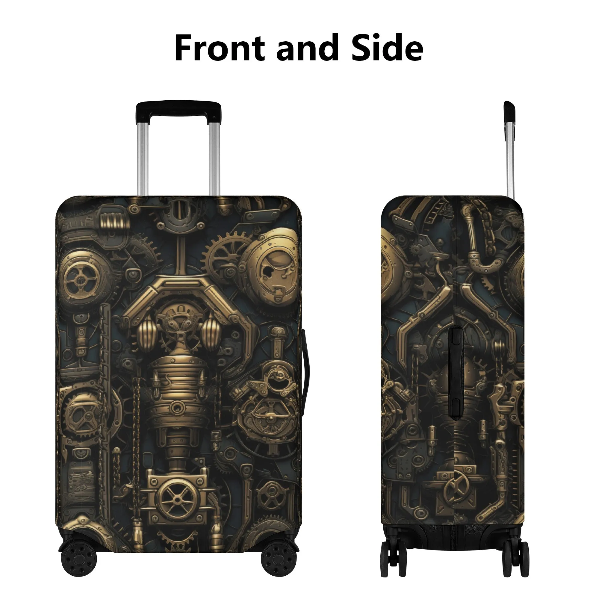 Steampunk Gold Gears and Mechanical Elements  - Luggage Protector and Cover 3 Sizes