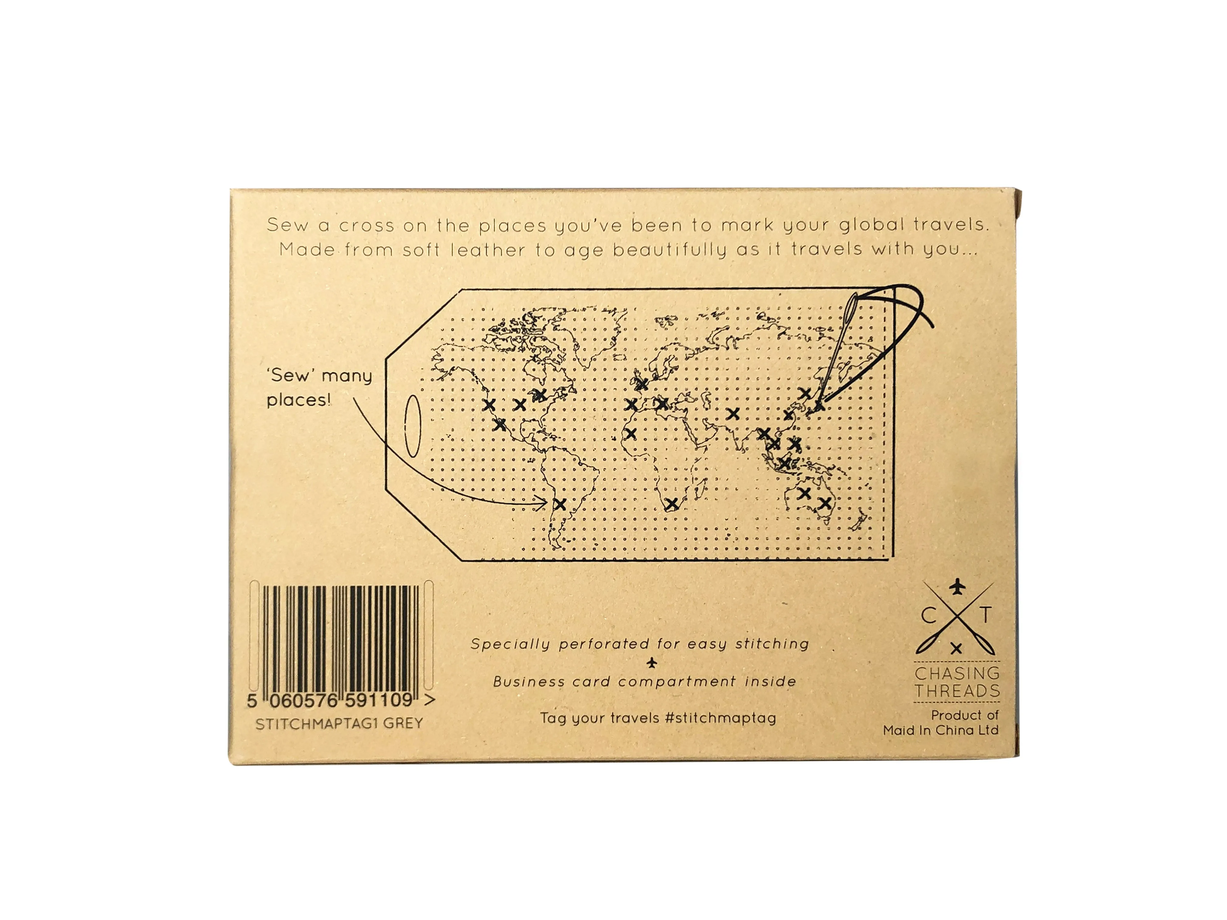 Stitch Map Luggage Tag - Mint