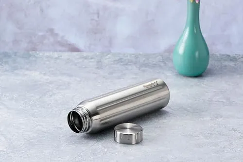 Sumeet Spark-Aqua Stainless Steel Leak Proof Water Bottle Office/School/College/Gym/Picnic/Home/Fridge - 900ml |Pack of 1| Silver