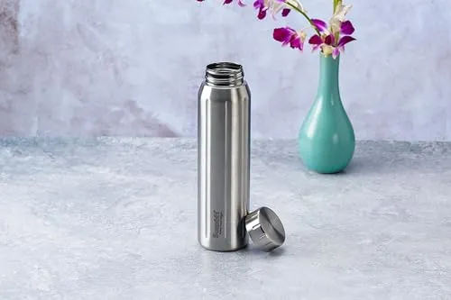 Sumeet Spark-Aqua Stainless Steel Leak Proof Water Bottle Office/School/College/Gym/Picnic/Home/Fridge - 900ml |Pack of 1| Silver