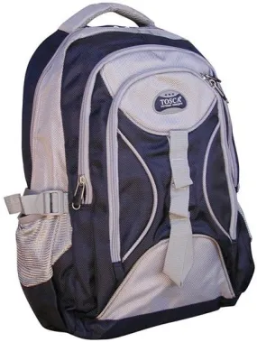 Tosca 1680D 3 Zip Fashion Backpack | Navy/Grey