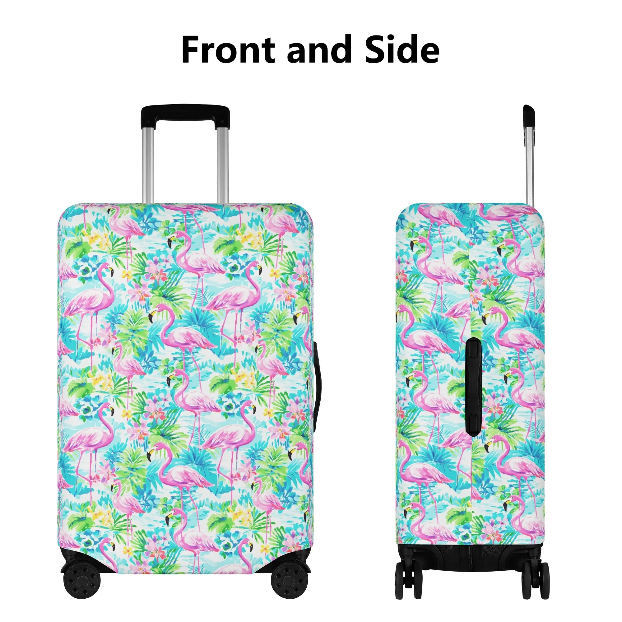 Tropical Flamingo Haven: Surrounded by Flowers and Palm Trees Luggage Protector and Cover 4 Sizes