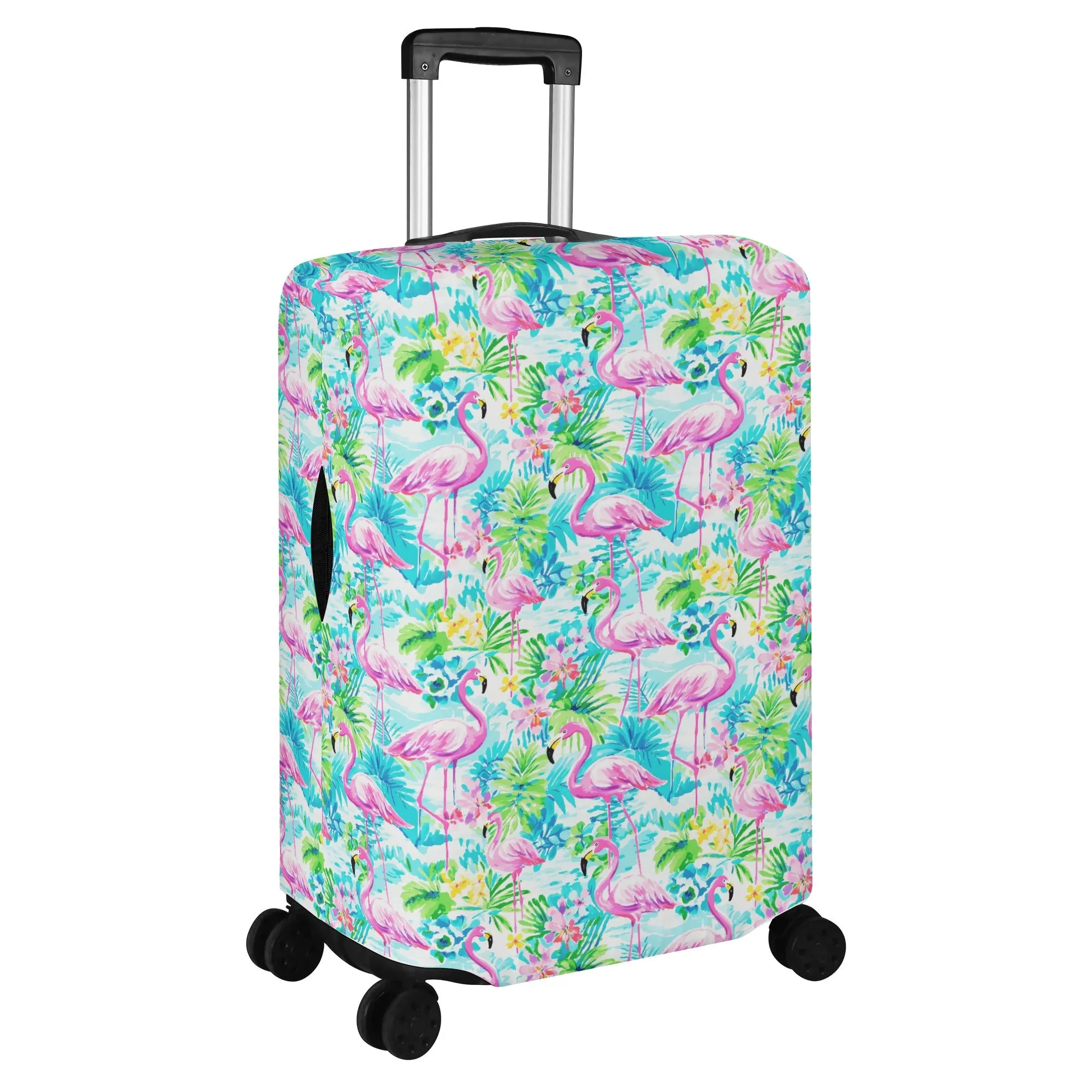 Tropical Flamingo Haven: Surrounded by Flowers and Palm Trees Luggage Protector and Cover 4 Sizes