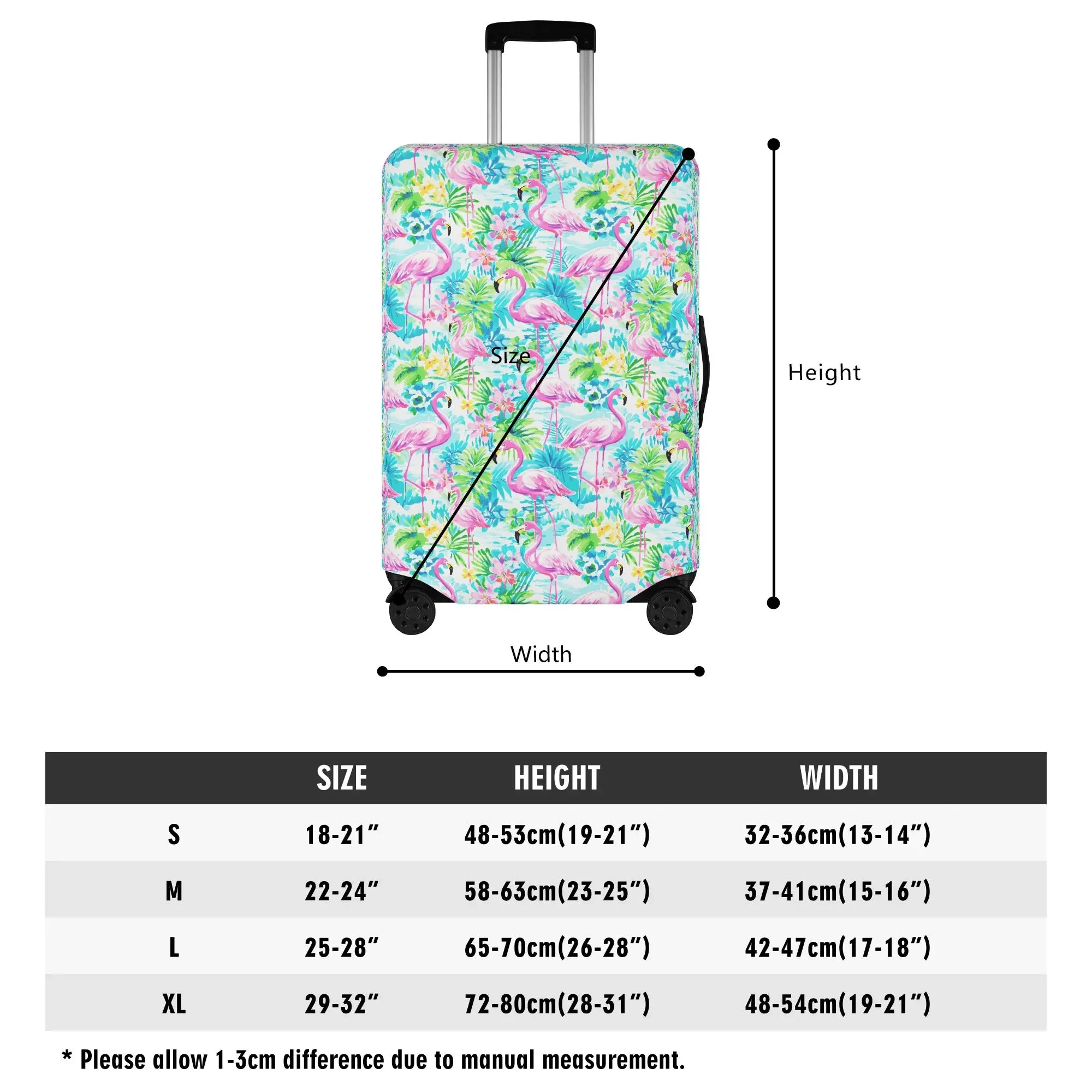 Tropical Flamingo Haven: Surrounded by Flowers and Palm Trees Luggage Protector and Cover 4 Sizes