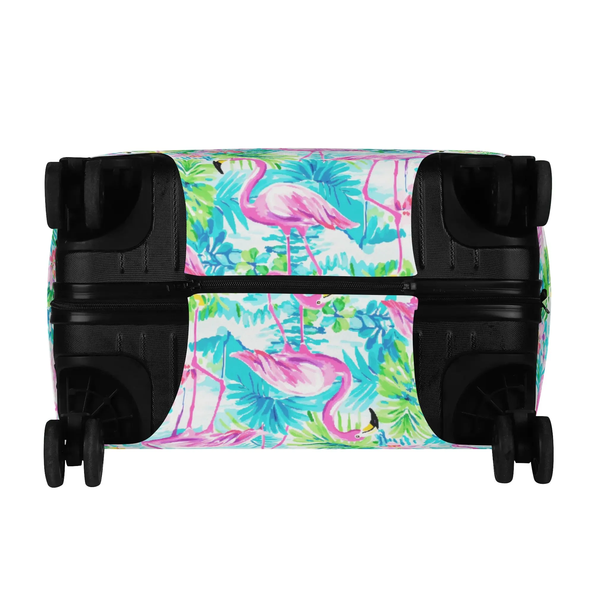 Tropical Flamingo Haven: Surrounded by Flowers and Palm Trees Luggage Protector and Cover 4 Sizes