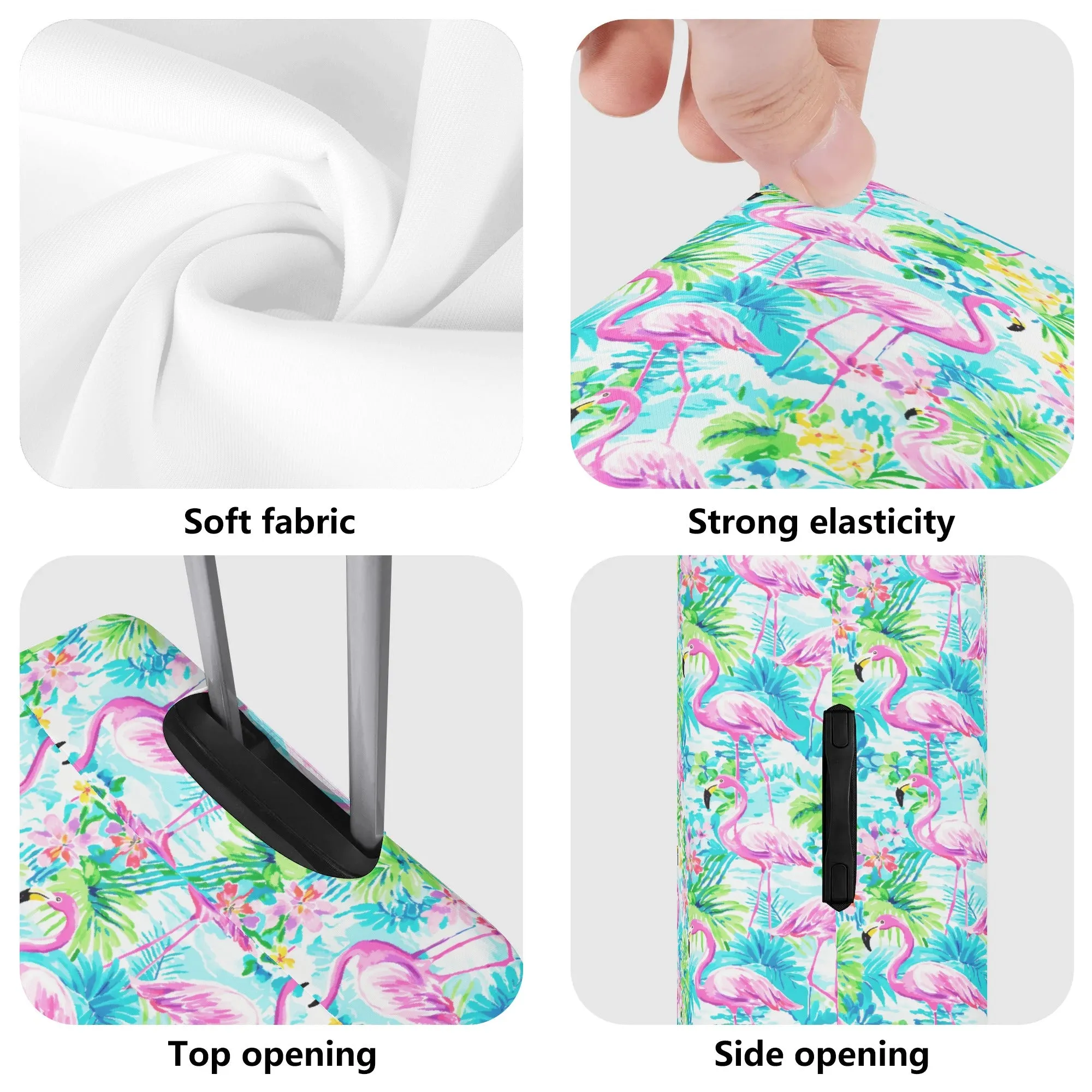 Tropical Flamingo Haven: Surrounded by Flowers and Palm Trees Luggage Protector and Cover 4 Sizes
