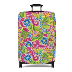 Vibrant Array of Abstract Flowers and Paisley in Rainbow Hues - Luggage Protector and Cover 3 Sizes