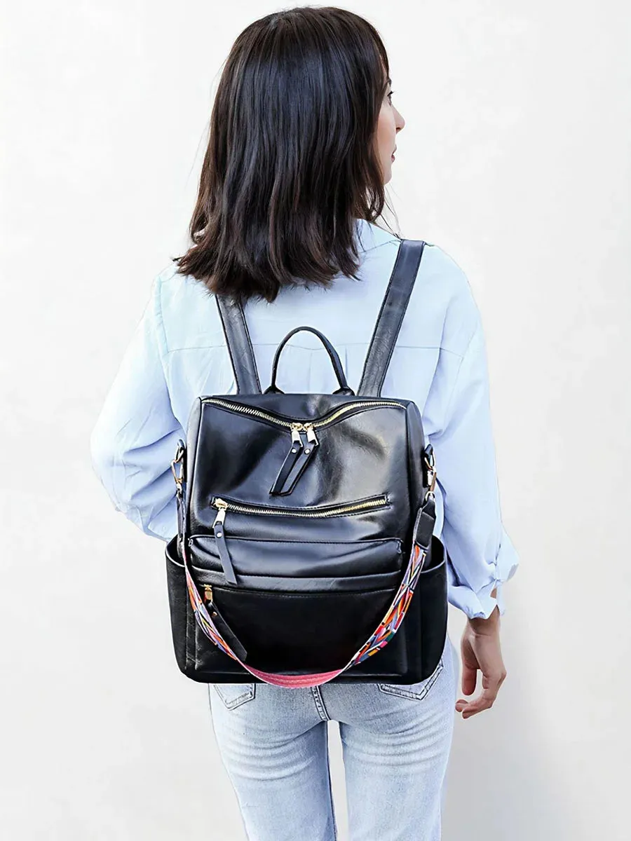 Vintage PU women's backpack