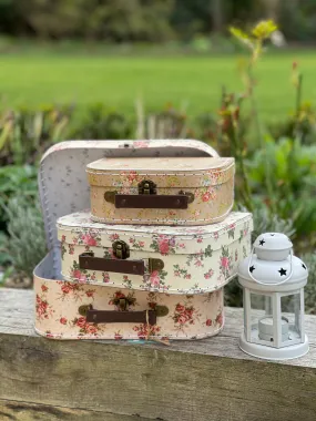 Vintage Rose Suitcases - Set of 3