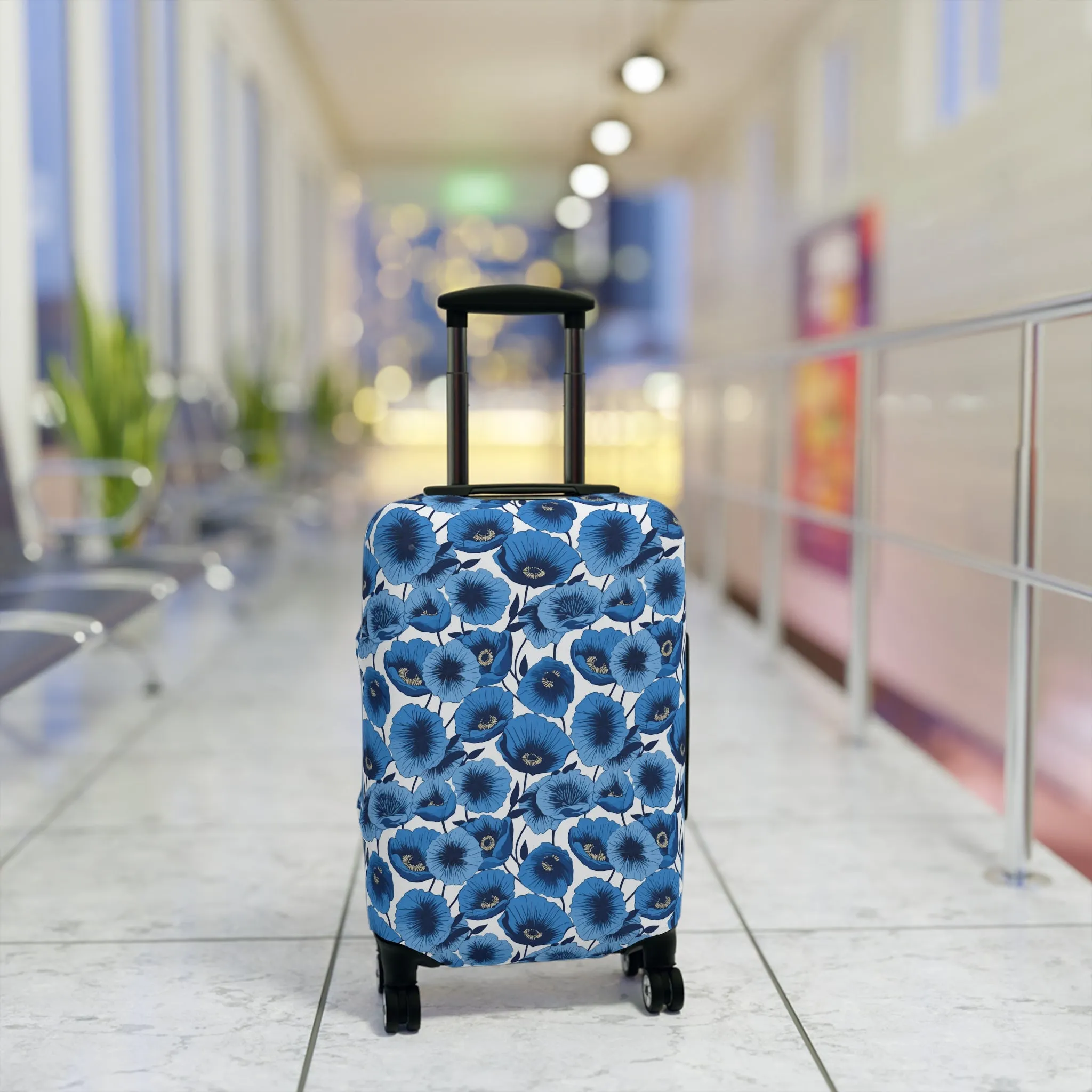 Vivid Blooms Bright Blue Poppies Design  - Luggage Protector and Cover 3 Sizes