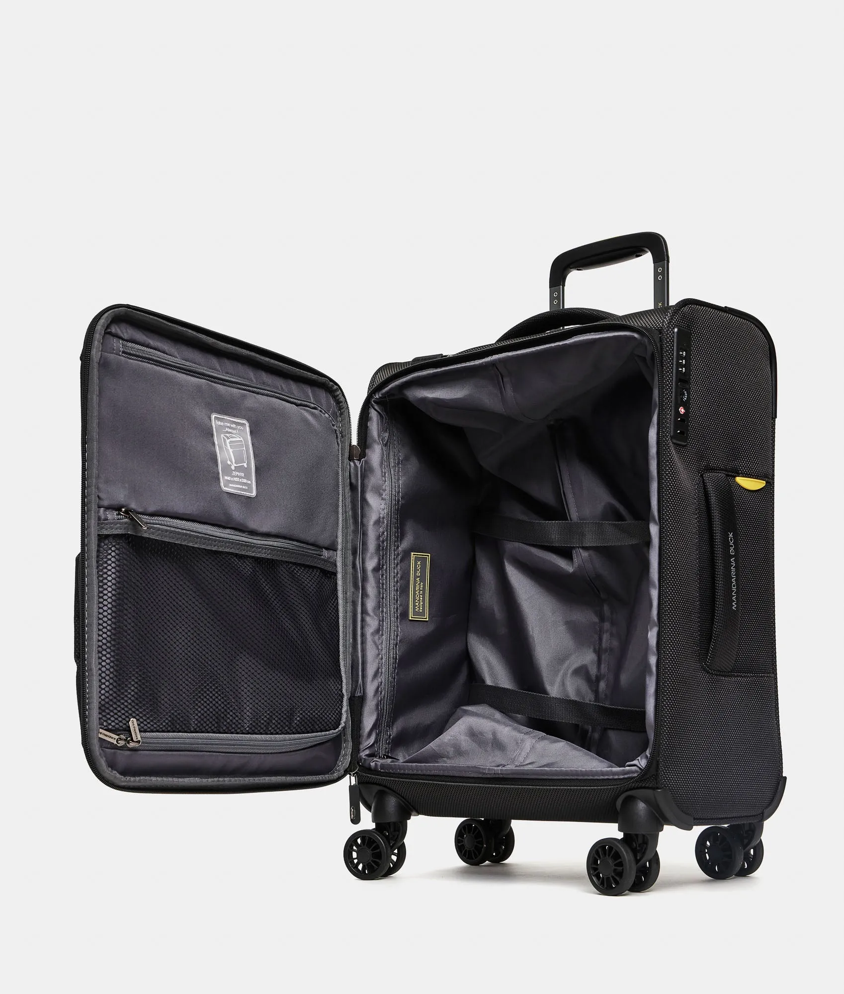 Zephyr Soft Large expandable Black 4 Wheel Trolley