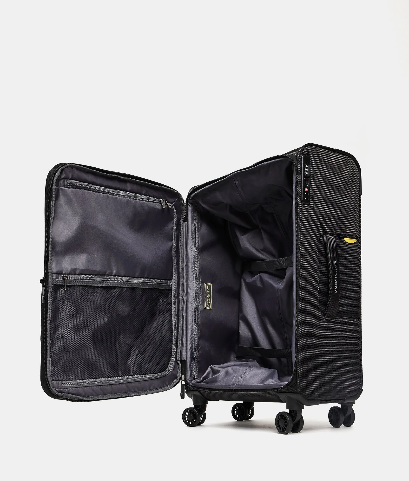 Zephyr Soft Large expandable Black 4 Wheel Trolley